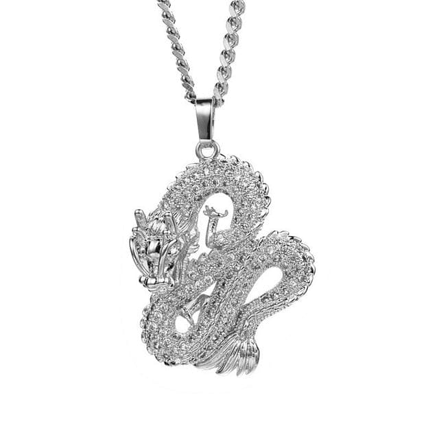 VVS Jewelry hip hop jewelry Silver Gold/Silver Dragon Pendant Necklace