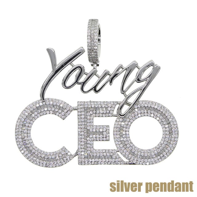 VVS Jewelry hip hop jewelry Silver pendant only Young CEO Two Tone Iced Pendant Necklace