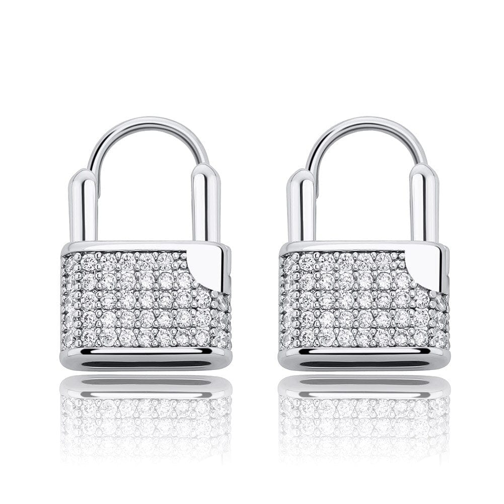 VVS Jewelry hip hop jewelry Silver Premium Icey Lock Earrings