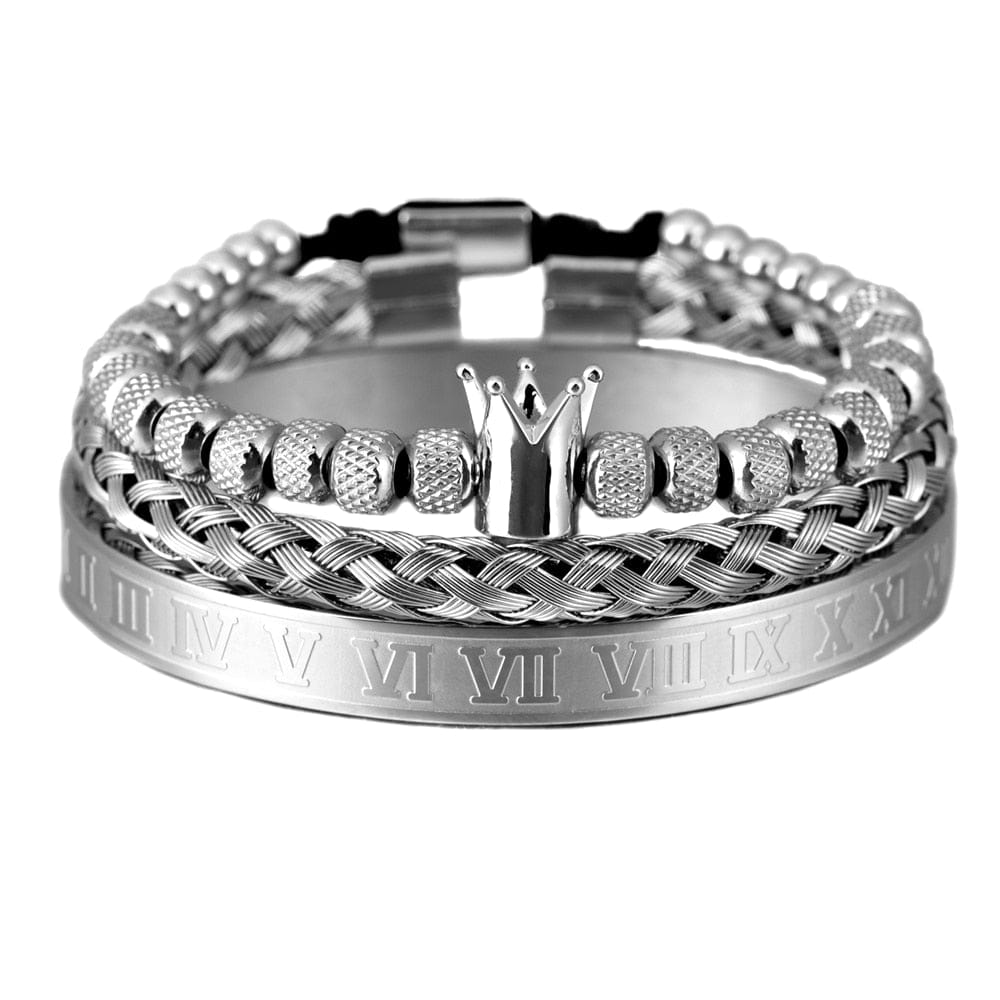 VVS Jewelry hip hop jewelry Silver Sparta 3pcs Crown Bracelet