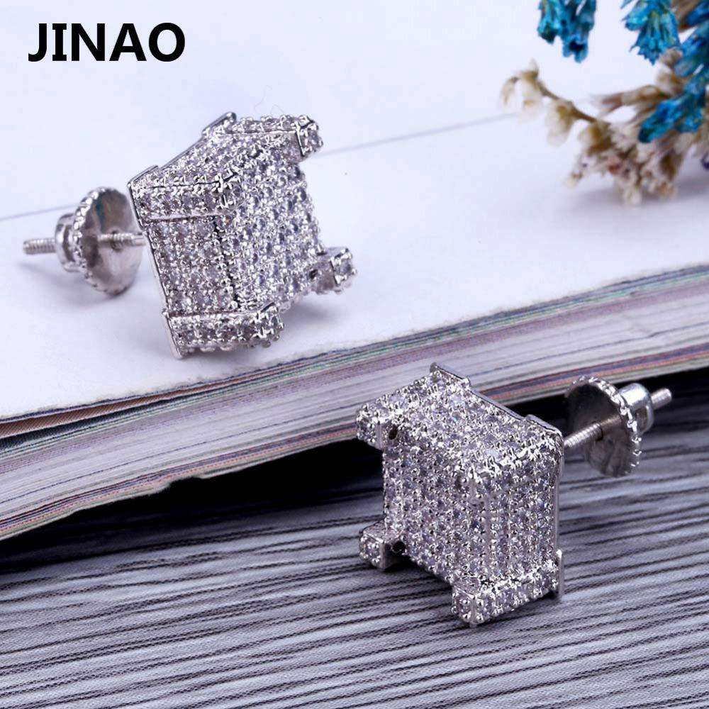 VVS Jewelry hip hop jewelry silver Thicc Square Bling Geometric Stud Earrings
