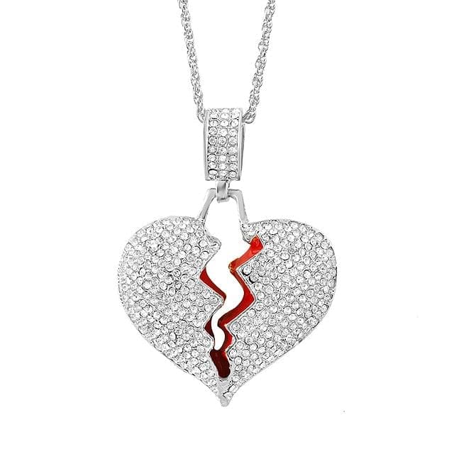 VVS Jewelry hip hop jewelry Silver VVS Jewelry Broken Heart Pendant