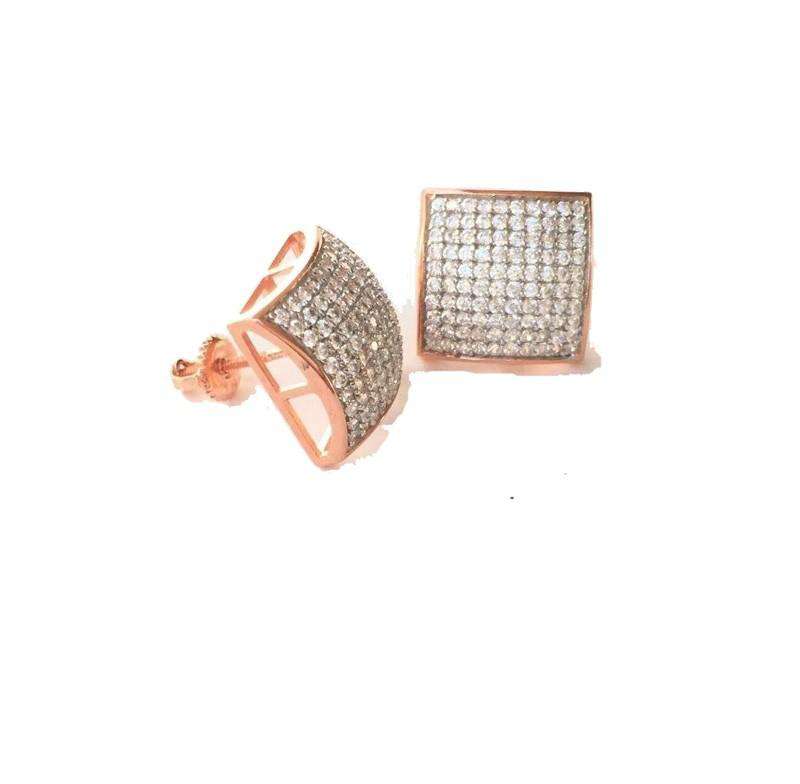 VVS Jewelry hip hop jewelry Square Bling Gold/Silver/Rosegold Stud Earrings