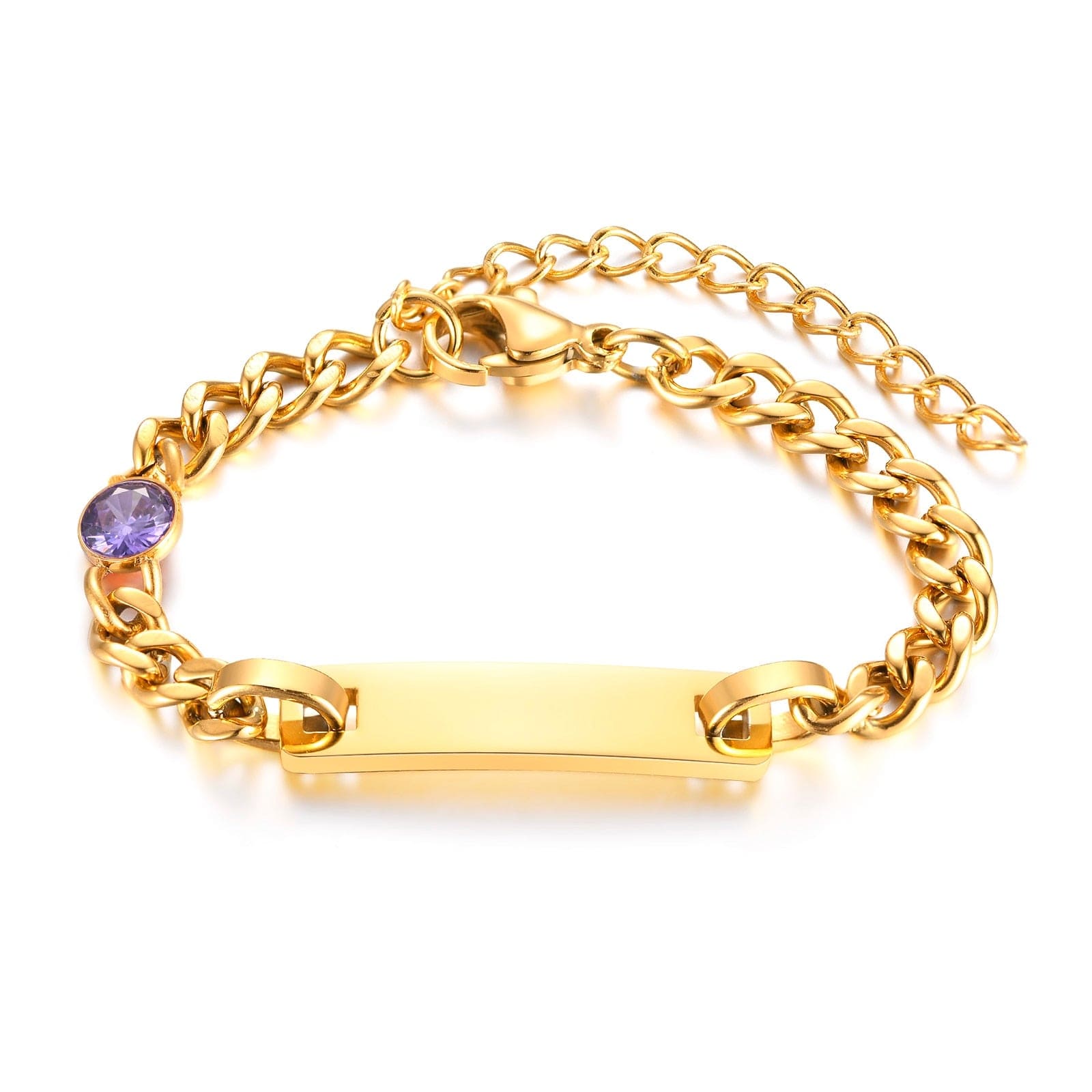 VVS Jewelry hip hop jewelry style 2 Custom Baby Engraved Name Bracelet with Birthstone