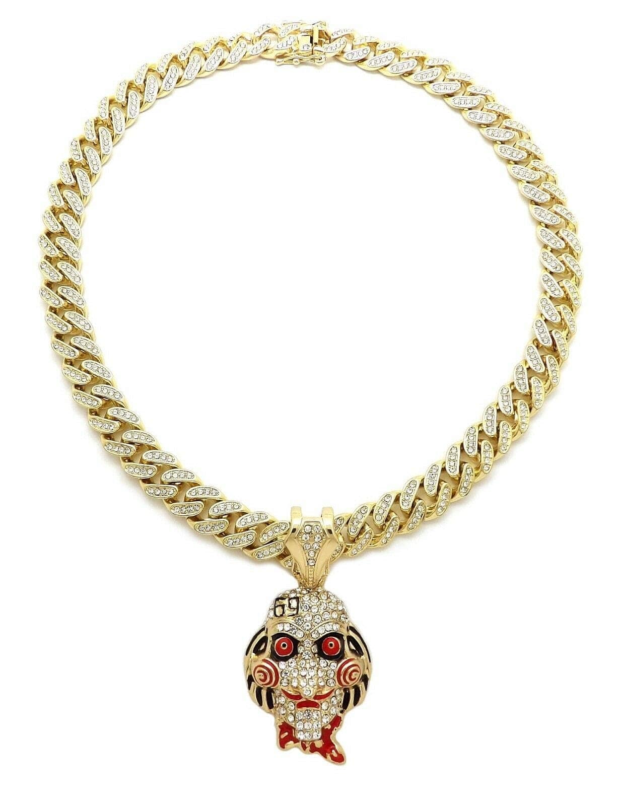 VVS Jewelry hip hop jewelry Tekashi 69 Gold Jigsaw Cuban Pendant Chain