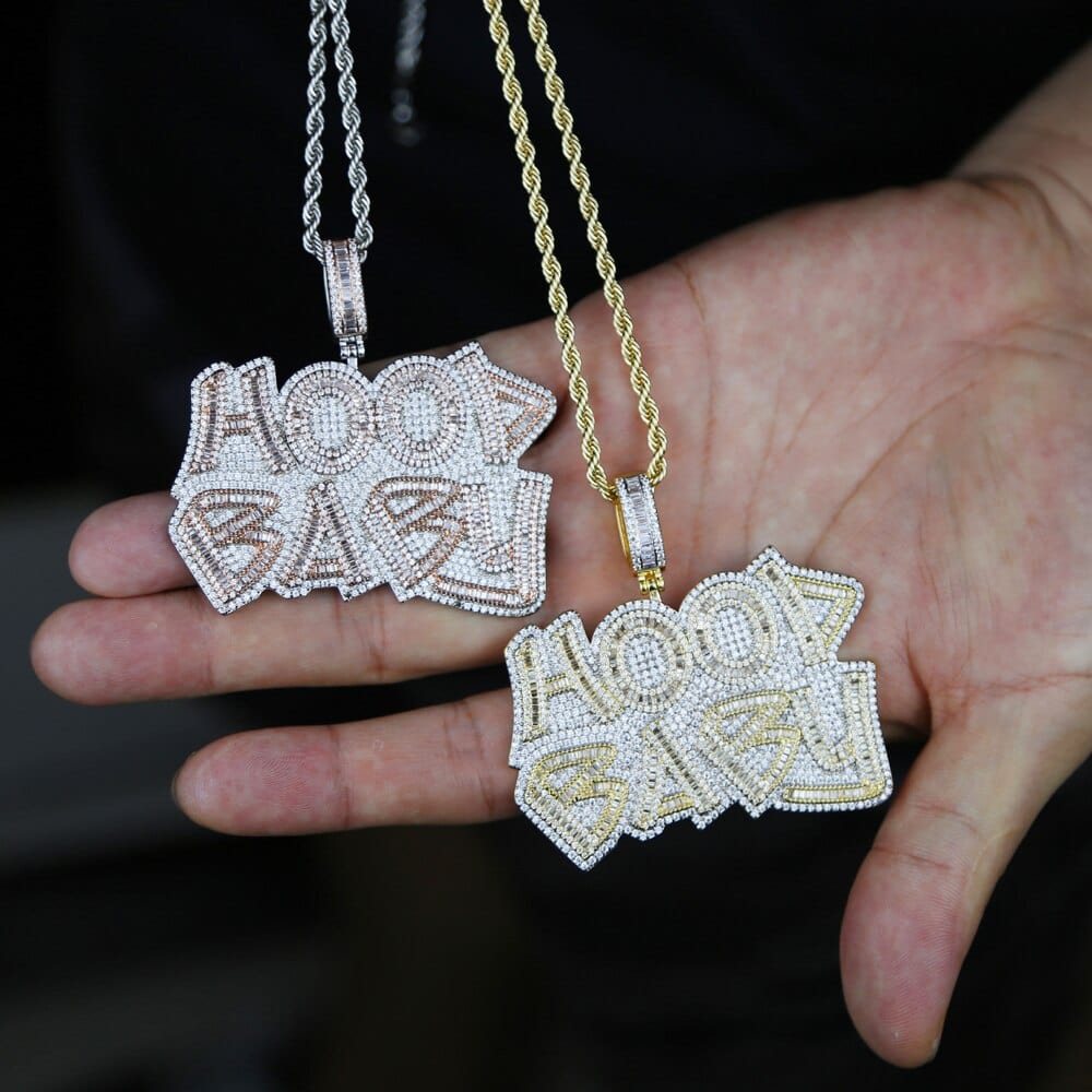 VVS Jewelry hip hop jewelry Two-Tone Iced Hood Baby Pendant Chain