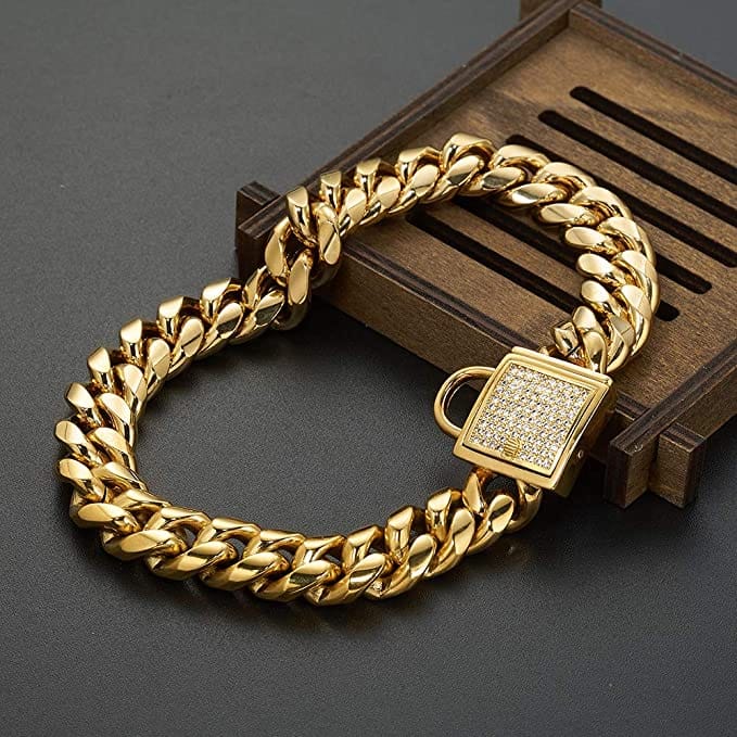 VVS Jewelry hip hop jewelry VVS Jewelry 18k Gold 14mm Luxury Cuban Link Dog Collar