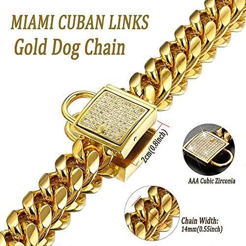 VVS Jewelry hip hop jewelry VVS Jewelry 18k Gold 14mm Luxury Cuban Link Dog Collar