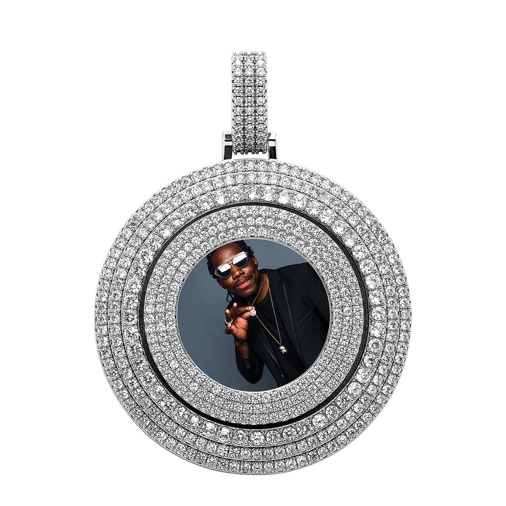 VVS Jewelry hip hop jewelry VVS Jewelry Custom Large Spinning Photo Pendant + Chain