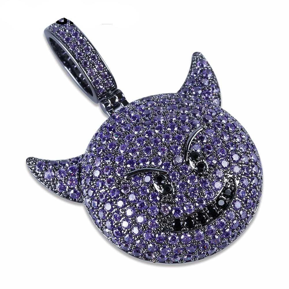 VVS Jewelry hip hop jewelry VVS Jewerly Iced Purple Devil Emoji Necklace