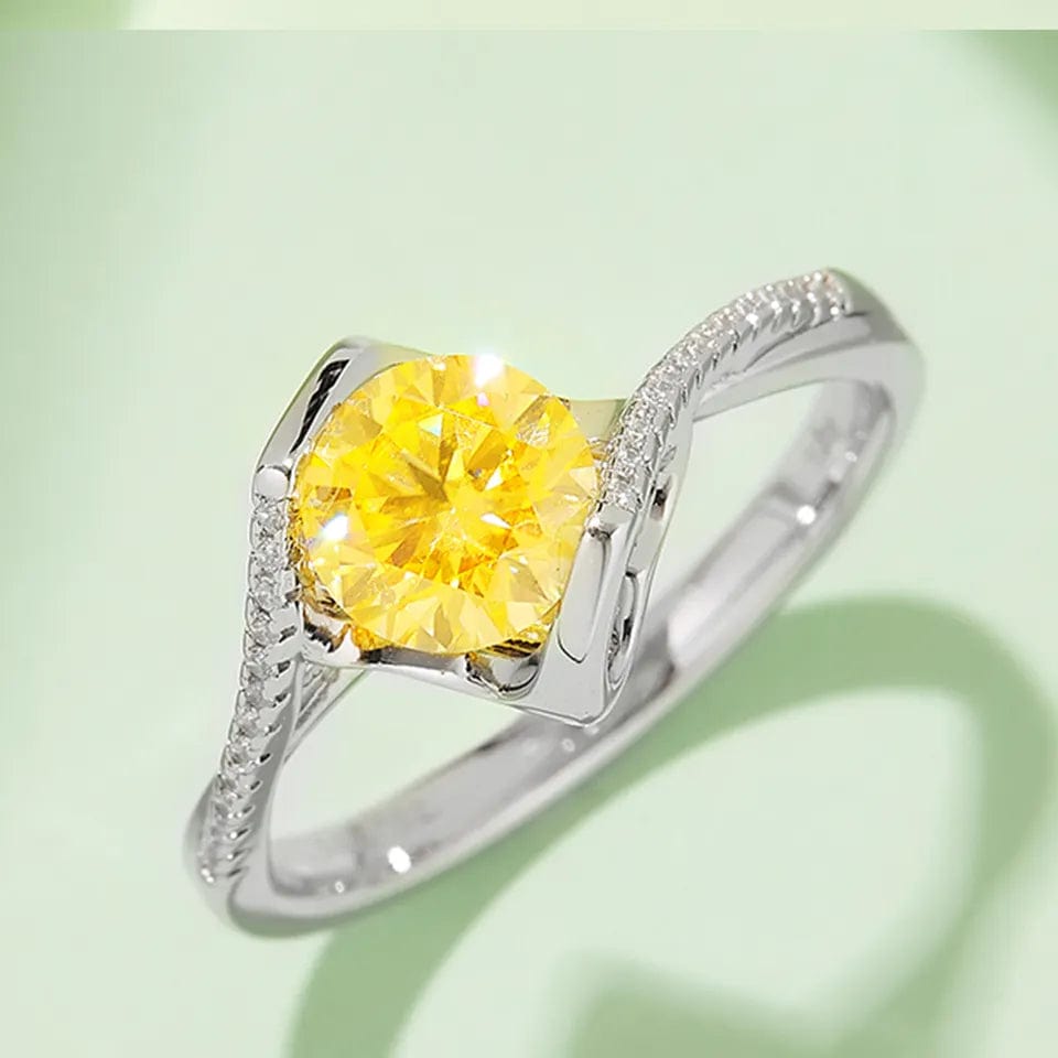 VVS Jewelry hip hop jewelry Yellow / 4.5 1CT Eternal Bliss S925 Moissanite Engagement Ring
